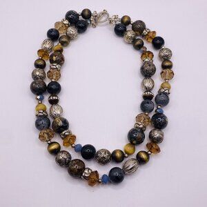 JUICY COUTURE MULTI BEAD SEMI PRECIOUS AND CRYSTAL NECKLACE 16”